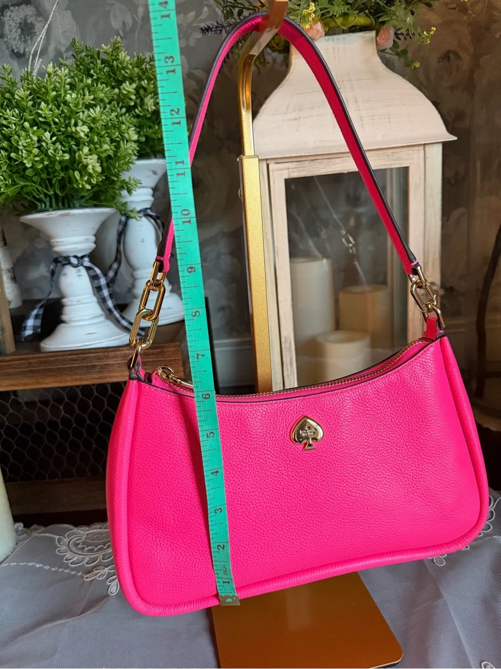 kate spade New York Hot Pink Pebbled Leather Shoulder Bag with Matching Wallet